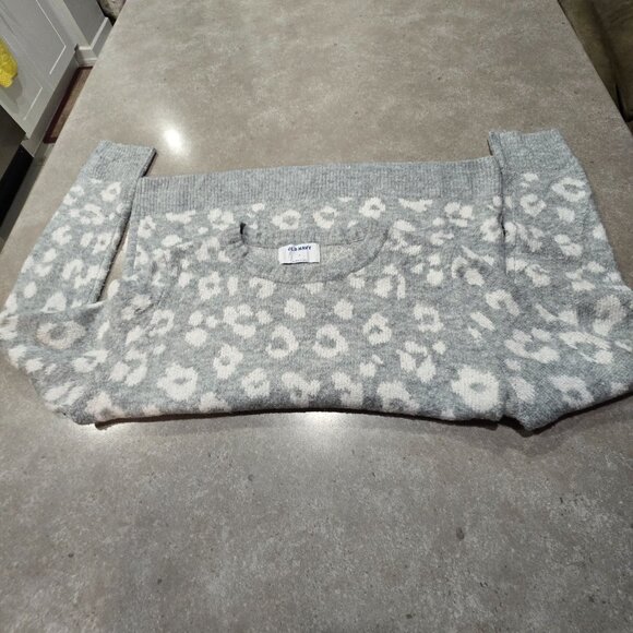 OLD NAVY Women's Grey White Leopard Print Long Sleeves Pullover Sweater - Medium - Picture 10 of 13